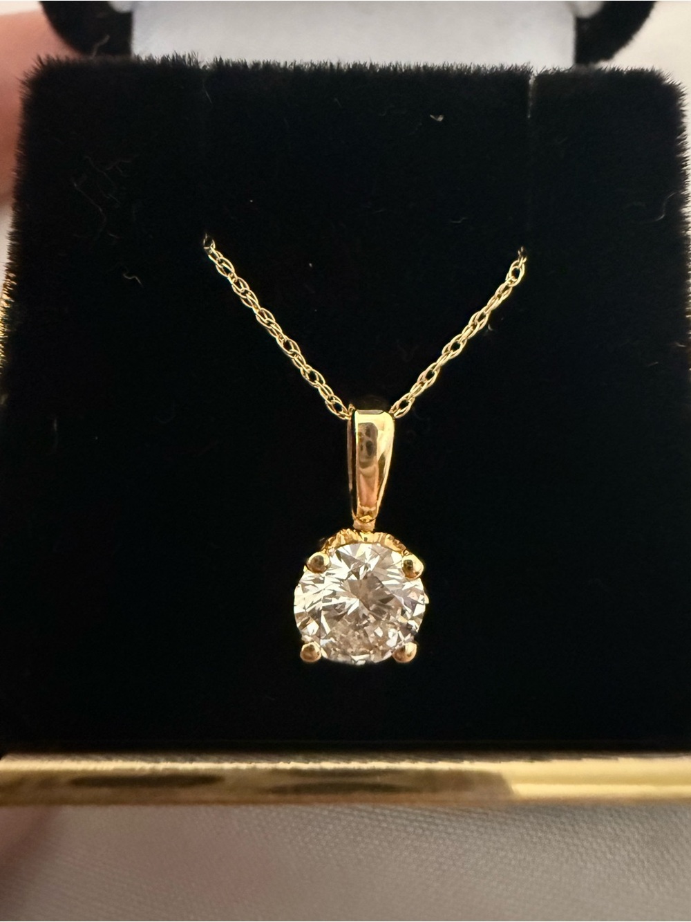 2ct Lab Grown Diamond Necklace, 14kt Yellow Gold, 18” Chain, NWT